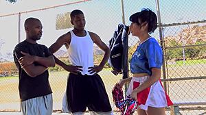 Asian woman in heels walks with her friend in the city