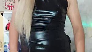 Transsexual dances seductively in crossdressing outfit