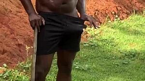 Latina boss catches worker jerking off at construction site, gives blowjob, and takes creampie from big black cock in public