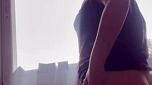 I saw the neighbor watching, got horny, and called my husband to suck him