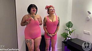 Young European Girl With Huge Boobs And Tattoos Shakes Her Ass In Jeans And Lingerie