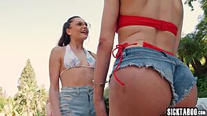 did you see wet teen aften opal sucking two big cocks before horny shemales erica cherry and ariel demure fucked her ass hard?