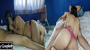 Latina loves sucking cocks alone at home.