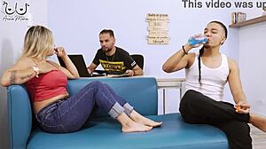 Teasing my husband’s friend in the lounge