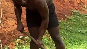 Latina boss catches worker jerking off at construction site, gives blowjob, and takes creampie from big black cock in public