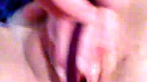 slow motion up close of wife plunging toy into her dripping squirting pussy