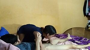 Stepsister enters room for deepthroat blowjob and facial on small tits