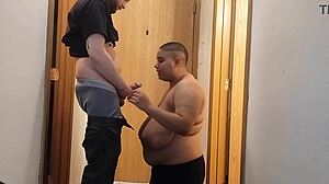 Bald head slut with big tits sucks cock, gets ear fucked, and cum in ear