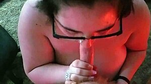 Stoned bbw sucks big cock with horny passion