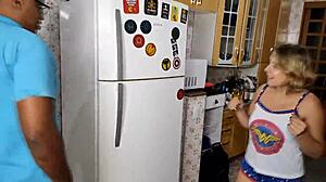 my slut blonde tits bounce while fucking bbc in kitchen