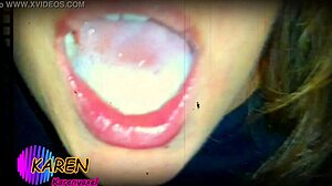 Karen Plays With Semen In Mouth Slow Motion