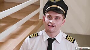Pilot bangs tgirl flight attendant in wild anal!