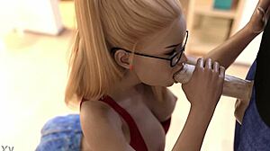 Blonde Sucks Big Cock for Cum in Mouth Handjob