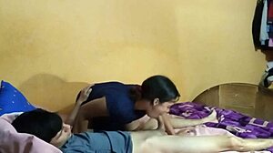 Stepsister enters room for deepthroat blowjob and facial on small tits