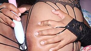 horny ebony shows off her new outfit and fat creamy pussy christy summers solo masturbation