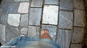 Eighteen Teen Wets Pussy In Public Toilet