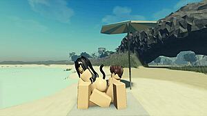i'm pounding my roblox catgirl hard at the beach until i fill her with cum in a wild creampie finish. she moans as waves crash nearby.