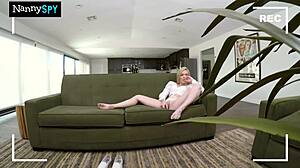 Slutty Nanny Caught Showing Tight Pussy to Fans.