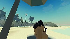 i'm pounding my roblox catgirl hard at the beach until i fill her with cum in a wild creampie finish. she moans as waves crash nearby.