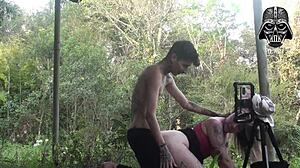 Blonde Fucking Without Condom In Park Exhibition