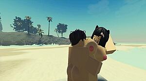 i'm pounding my roblox catgirl hard at the beach until i fill her with cum in a wild creampie finish. she moans as waves crash nearby.