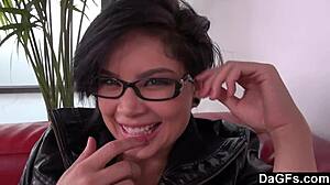 cute brunette in glasses for casting interview