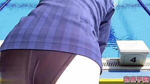Watch me cross-dress in women's swimsuit and masturbate until I ejaculate in the classroom!