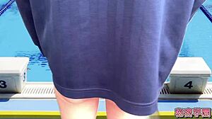 Watch me cross-dress in women's swimsuit and masturbate until I ejaculate in the classroom!