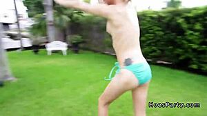 these hot amateur college babes say, 'let's have an orgy with big cocks and oral fucking at the party'