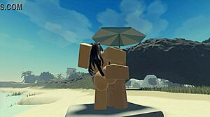 i'm pounding my roblox catgirl hard at the beach until i fill her with cum in a wild creampie finish. she moans as waves crash nearby.
