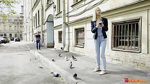 cumming on teen avrora sky's shaved pussy