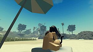 i'm pounding my roblox catgirl hard at the beach until i fill her with cum in a wild creampie finish. she moans as waves crash nearby.