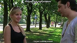 real outdoor pickup leads to car sex with young horny girl