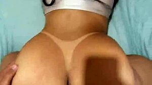 brazilian amateur wife moans loudly on bull's big cock in passionate sex.