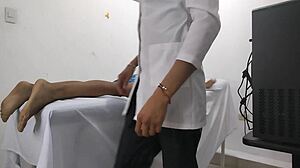 change of plans, doctor was going to massage female patient but she turned out to be a whore and set him up quick