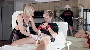 Experiencing The Thrill Of Dick Waxing By Hot Russian Blonde Milf Sugarnadya