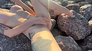 Hot Exhibitionist Masturbates on Public Beach