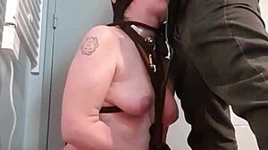 Check out this bondage session where she blows and cums on order