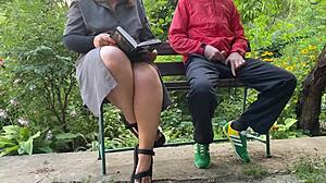 My stepmother helps me prepare for my literature exam with beautiful legs