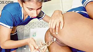 Uttaran20 fucks pretty skinny teen 18+ girlfriend and her BFF in amateur threesome: face fucking doggystyle missionary wet pussy cumshot