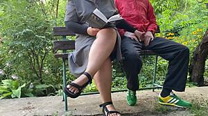 My stepmother helps me prepare for my literature exam with beautiful legs