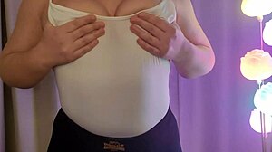 Curvy Milf Spits On Natural Tits In Sexy Homemade Fetish Display.