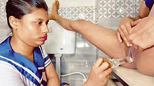 Uttaran20 fucks pretty skinny teen 18+ girlfriend and her BFF in amateur threesome: face fucking doggystyle missionary wet pussy cumshot