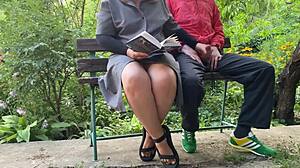 My stepmother helps me prepare for my literature exam with beautiful legs