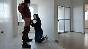 Apartment viewing turns into anal sex with the real estate agent who cums inside her asshole