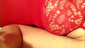 My Nasty Wife In Sexy Red Lingerie Shows Off Her Nice Pussy For Amateur Fun