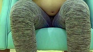 Teen babe teases sugar daddy with big ass in leggings during workout photoshoot