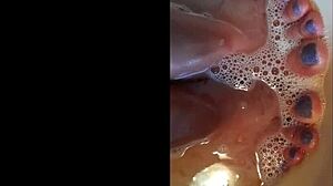 Amateur BBW MILF Teases with Wet Feet Fetish Today