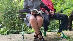 My stepmother helps me prepare for my literature exam with beautiful legs