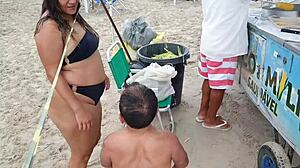 brazilian latina with big ass enjoys reality fetish on honeymoon beach